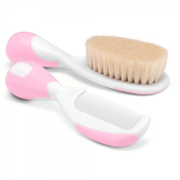 chicco-cepillo-y-peine-pelo-natural-rosa
