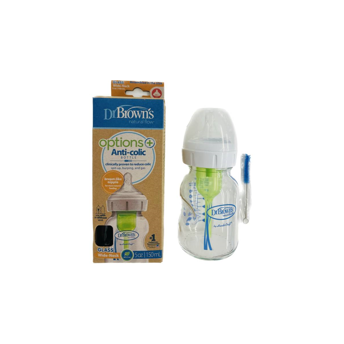 Dr.Brown´s Biberon vidrio anticolico tetina...
