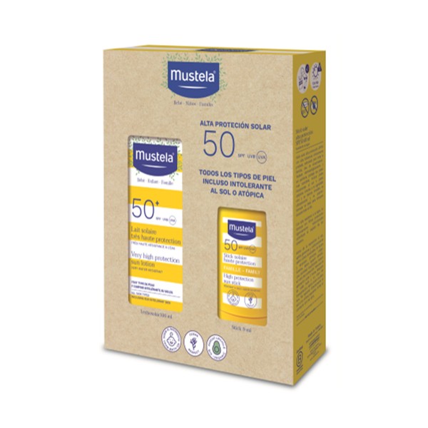 Mustela Protector Solar SPF50+ Leche 100 ml + Stick SPF50+ 9 ml
