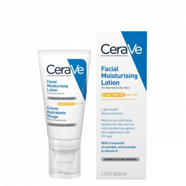 Cerave Loción Hidratante Rostro 50+SPF 52 ml
