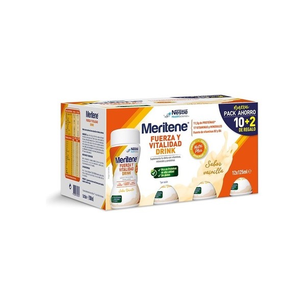 Meritene Fuerza Y Vitalidad Drink 12 x 180 Ml Sabor Vainilla