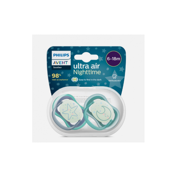 Avent Chupete Utra Air 6-18 m Nighttime 2 Unidades