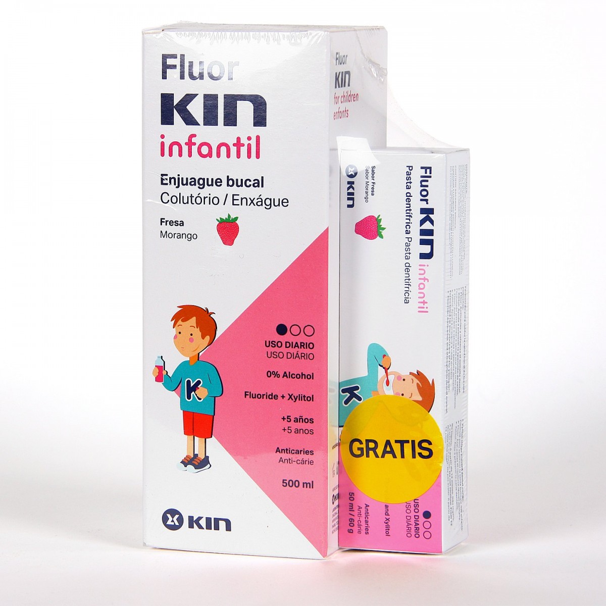 Fluor Kin Infantil Enjuague Bucal Fresa 500ML +...