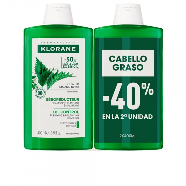 Klorane Champú Ortiga Cabellos Grasos 2 x 400 ml