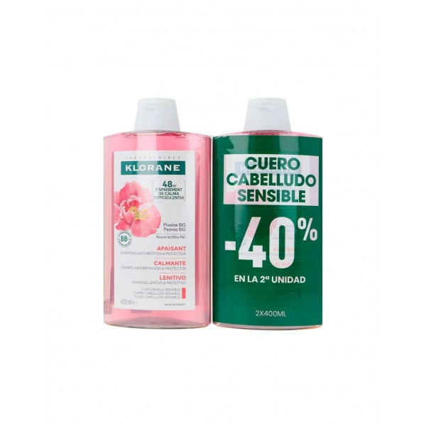 Klorane Champú Peonía Cuero Cabelludo Sensible 2 x 400 ml