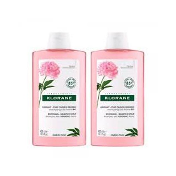 Klorane Champú Peonía Cuero Cabelludo Sensible 2 x 400 ml