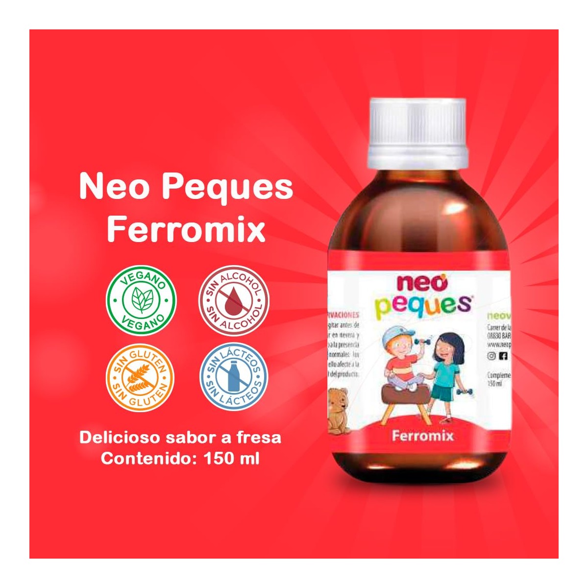 Neo Peques Ferromix  1 Botella 150 ML Sabor Fresa